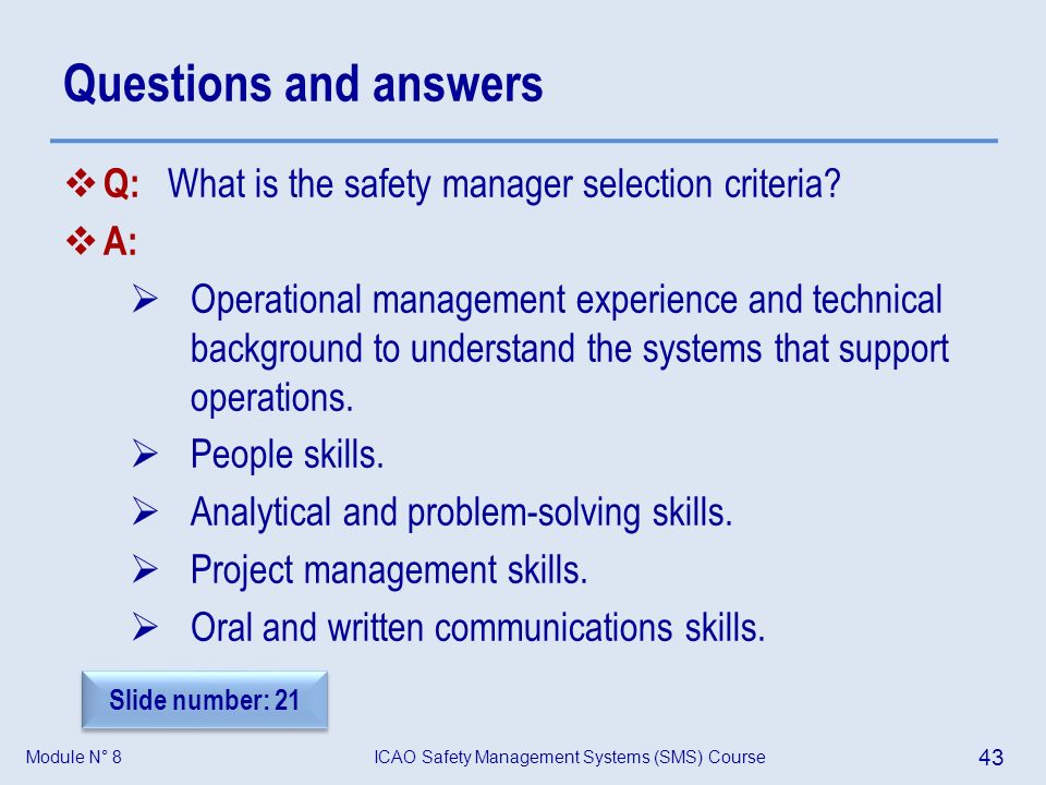 Management and answer selected answer